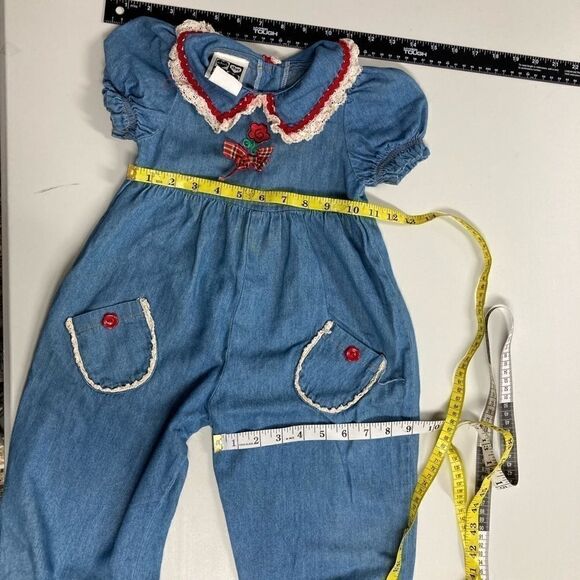 WHO’S THAT BABY VINTAGE‎ Youth Girl’s Denim Jumper Jumpsuit Size 3T Made in USA - Picture 3 of 12